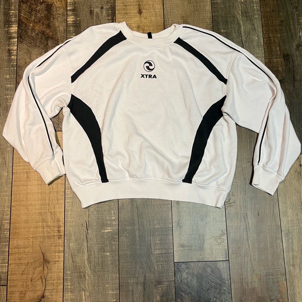 H&M White & Grey Sporty Crewneck Sweater